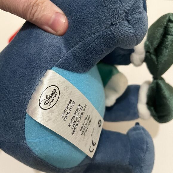 Disney Store 13” Stitch Holiday Plush Mittens Candy Cane Santa Hat Stuffed Toy - Picture 7 of 8